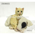 polyresin sensor motion cat and dog figurine for home decoration